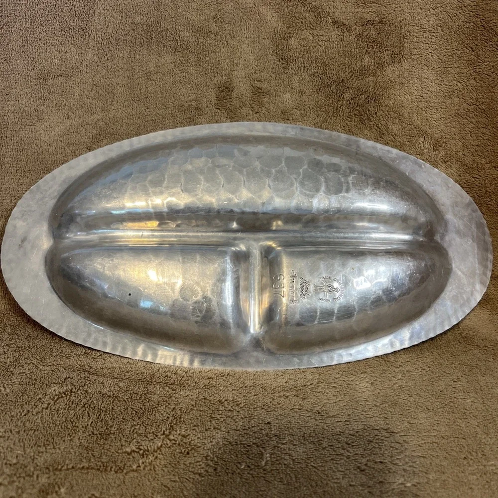 Vintage Trade Continental Mark Silverlook Hand Wrought Aluminum Divided Tray 637
